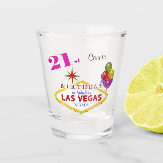 Las Vegas 21st Birthday Specialized Shot glass Shot Glas (Voorkant)