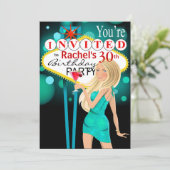 Las Vegas 30th Birthday Party blauwgroen Kaart (Staand voorkant)