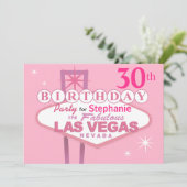 Las Vegas 30th Birthday Party - roze Kaart (Staand voorkant)