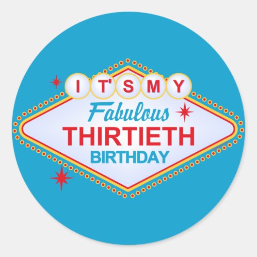 Las Vegas 30th Birthday Ronde Sticker (Voorkant)