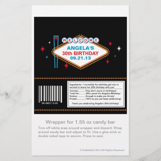 Las Vegas 30th Birthday Snoep Wrapper Flyer (Voorkant)