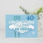 Las Vegas 40th Birthday Party - blauw Kaart (Staand voorkant)