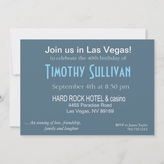 Las Vegas 40th Birthday Party - blauw Kaart (Achterkant)