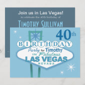Las Vegas 40th Birthday Party - blauw Kaart (Voorkant / Achterkant)