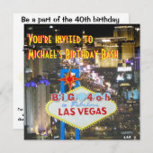 Las Vegas 40th Birthday Party gepersonaliseerd tek Kaart (Voorkant / Achterkant)