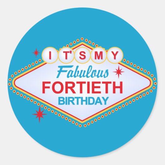 Las Vegas 40th Birthday Ronde Sticker (Voorkant)