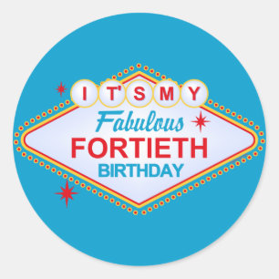 Las Vegas 40th Birthday Ronde Sticker