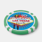 Las Vegas 40th Verjaardag Casino Chip blauw groen (Enkel)