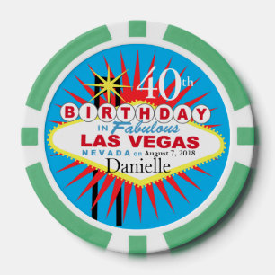 Las Vegas 40th Verjaardag Casino Chip blauw groen