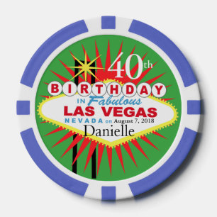 Las Vegas 40th Verjaardag Casino Chip groen blauw