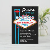 Las Vegas 50th Birthday Party Invitation Kaart (Staand voorkant)
