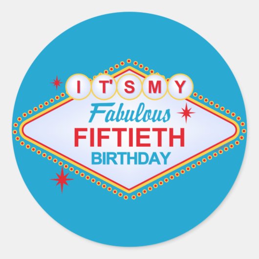 Las Vegas 50th Birthday Ronde Sticker (Voorkant)
