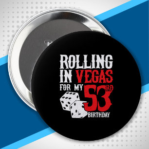 Las Vegas 53e verjaardagsfeest - Rollen in Vegas Ronde Button 4,0 Cm