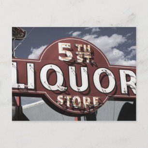 Las Vegas 5th St. Liquor Retro Neon Sign Briefkaar Briefkaart