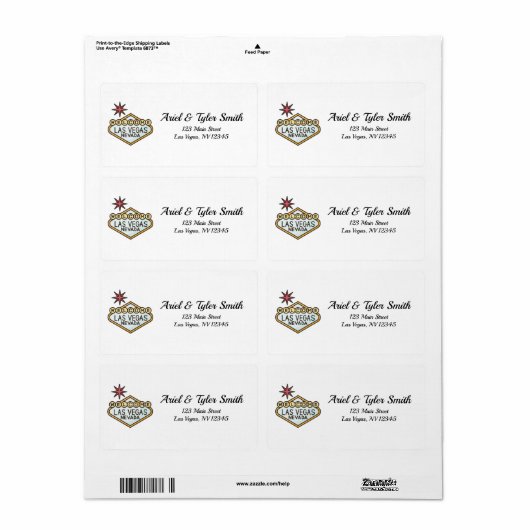 Las Vegas Address Return Label | Weddenschappen (Full Sheet)