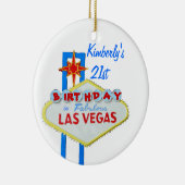 Las Vegas Age 21 Birthday Keramisch Ornament (Rechts)
