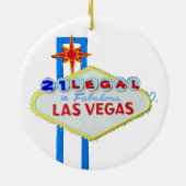 Las Vegas Age 21 Birthday Keramisch Ornament (Achterkant)