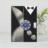 Las Vegas Art Deco 35th Birthday Silver Black Kaart (Staand voorkant)