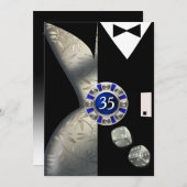 Las Vegas Art Deco 35th Birthday Silver Black Kaart (Voorkant / Achterkant)