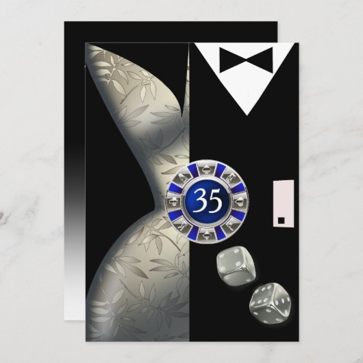 Las Vegas Art Deco 35th Birthday Silver Black Kaart (Voorkant / Achterkant)