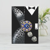 Las Vegas Art Deco Birthday Leopard cobalt Silver Kaart (Staand voorkant)