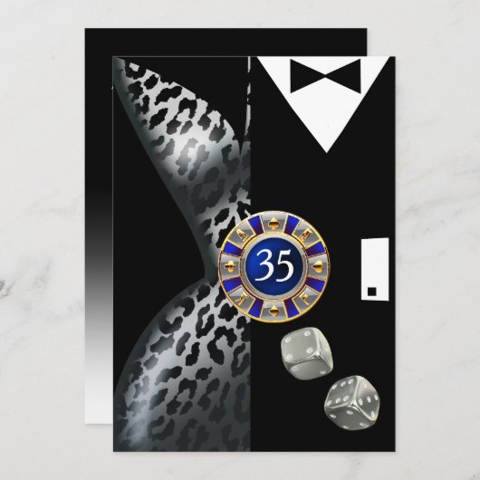 Las Vegas Art Deco Birthday Leopard cobalt Silver Kaart (Voorkant / Achterkant)