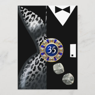 Las Vegas Art Deco Birthday Leopard cobalt Silver Kaart