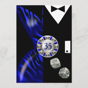 Las Vegas Art Deco Birthday   zwarte kobalt zilver Kaart