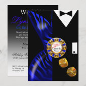 Las Vegas Art Deco Trouwreceptie | kobaltblauw Kaart (Voorkant / Achterkant)