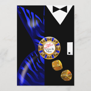 Las Vegas Art Deco Trouwreceptie kobaltblauw Kaart