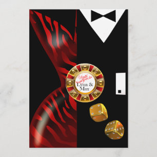 Las Vegas Art Deco Trouwreceptie   rode zebra Kaart
