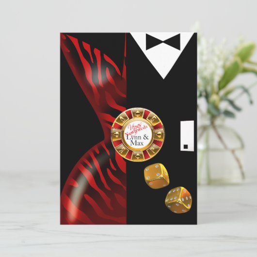 Las Vegas Art Deco Wedding Reception | rode zebra Kaart (Staand voorkant)