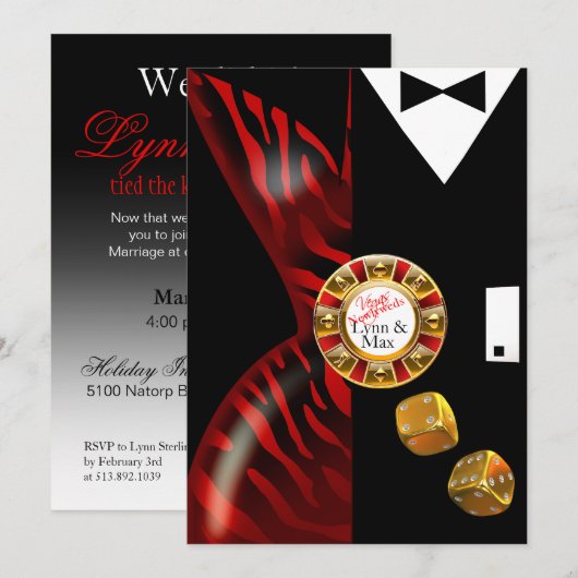 Las Vegas Art Deco Wedding Reception | rode zebra Kaart (Voorkant / Achterkant)