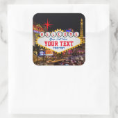 Las Vegas at Night Welkom Teken Jouw tekst Vierkante Sticker (Tas)