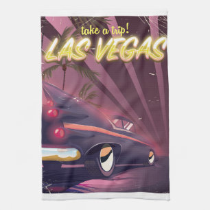 Las Vegas Auto vintage reisposter. Theedoek