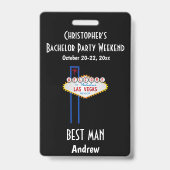Las Vegas Bachelor Party Jongens Weekend Trip Badge (Achterkant)