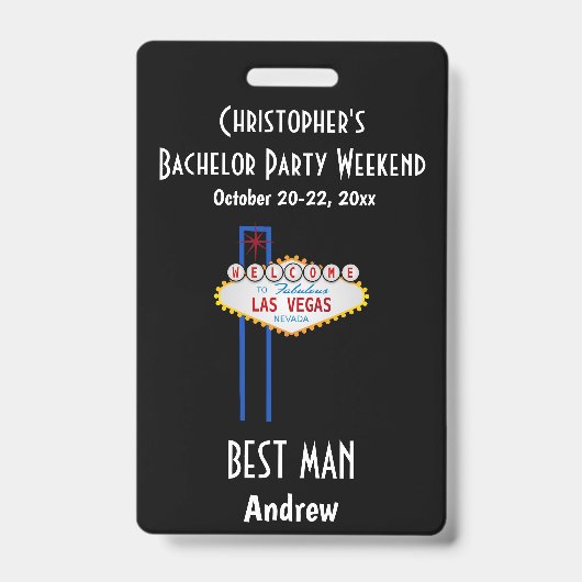 Las Vegas Bachelor Party Jongens Weekend Trip Badge (Voorkant)