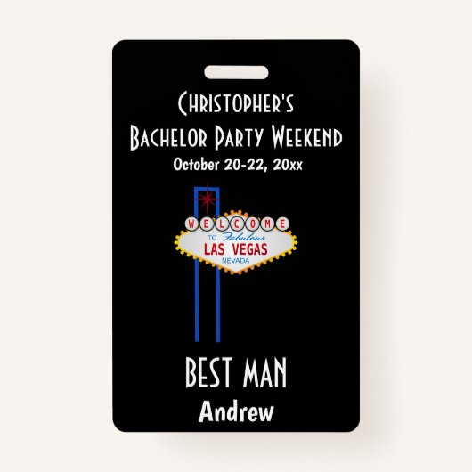 Las Vegas Bachelor Party Jongens Weekend Trip Badge (Voorkant)