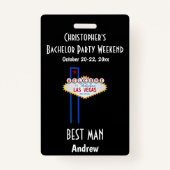 Las Vegas Bachelor Party Jongens Weekend Trip Badge (Achterkant)