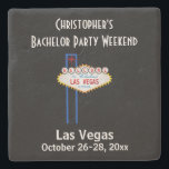 Las Vegas Bachelor Party Jongens Weekend Trip Stenen Onderzetter<br><div class="desc">Ga je naar Vegas voor je vrijgezellenfeest? Dan zal dit aangepaste onderzetter perfect gebruikt worden op de reis of als een gunst na de reis voor jou en de jongens! Pas de naam en de datum(s) van uw keuze aan.</div>