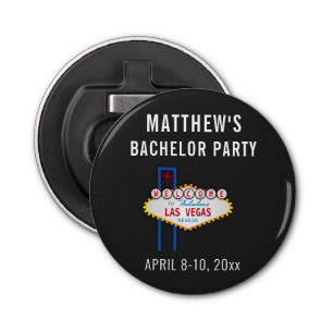 Las Vegas Bachelor Party Trip Favor Button Flesopener