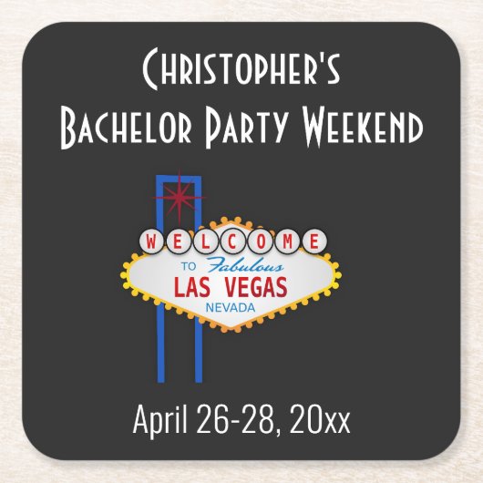 Las Vegas Bachelor Party Trip Favor Kartonnen Onderzetters (Voorkant)