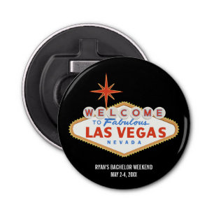 Las Vegas Bachelor Trip Weekend Favor Button Flesopener