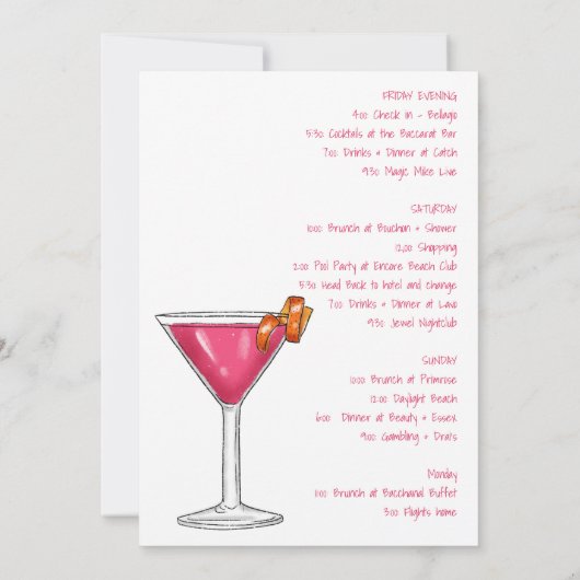 Las Vegas Bachelorette Bruin Haar Bruid Cosmo Kaart (Achterkant)