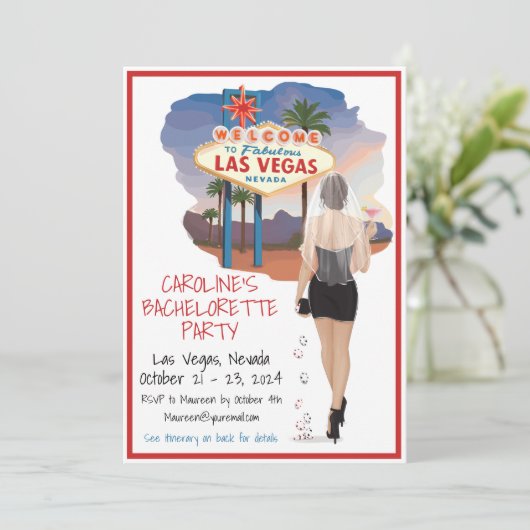 Las Vegas Bachelorette Bruin Haar Bruid Route Kaart (Staand voorkant)