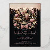 Las Vegas Bachelorette Luxe zwart roze goud Folie Uitnodiging (Voorkant)