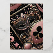 Las Vegas Bachelorette Luxe zwart roze goud Folie Uitnodiging (Achterkant)