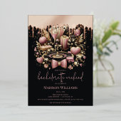 Las Vegas Bachelorette Luxe zwart roze goud Folie Uitnodiging (Staand Voorkant)