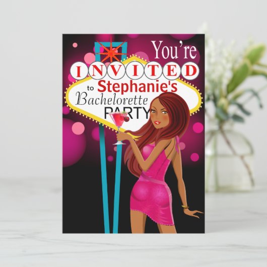 Las Vegas Bachelorette Party fuschia Kaart (Staand voorkant)