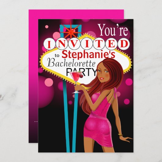 Las Vegas Bachelorette Party fuschia Kaart (Voorkant / Achterkant)